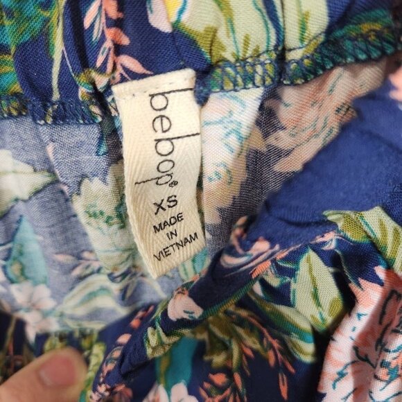 BEBOP Womens Navy‎ Ruffled Floral Off Shoulder Romper Size XS - Picture 6 of 9